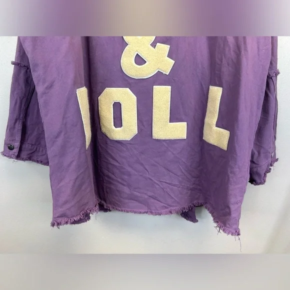 Davi & Dani Purple Rock & Roll Distressed Shacket Womens 3X - Picture 6 of 11
